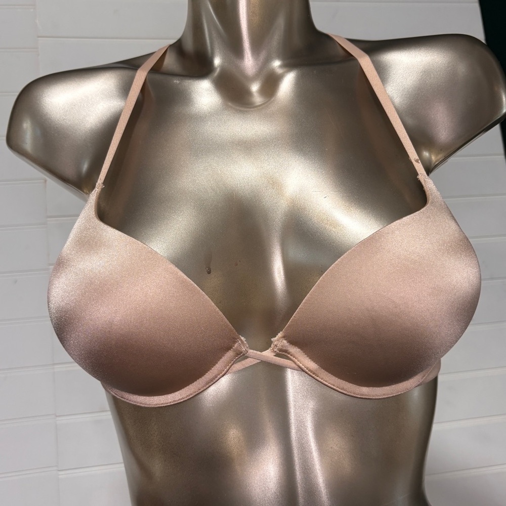 32B  La Senza Hello Sugur Plung Bra - Pink Nude Halter, Adjustable Straps